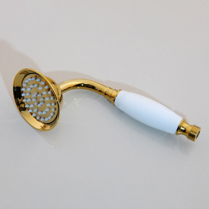 Golden Plated Wall Mounted Solid Brass Shower Faucet Set