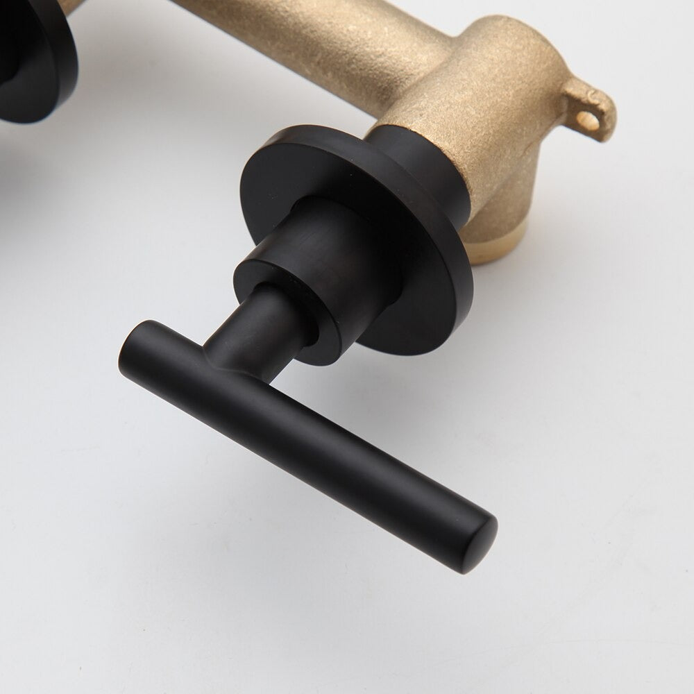 Matte Black Wall Mounted Faucet Spray Mixer Tap