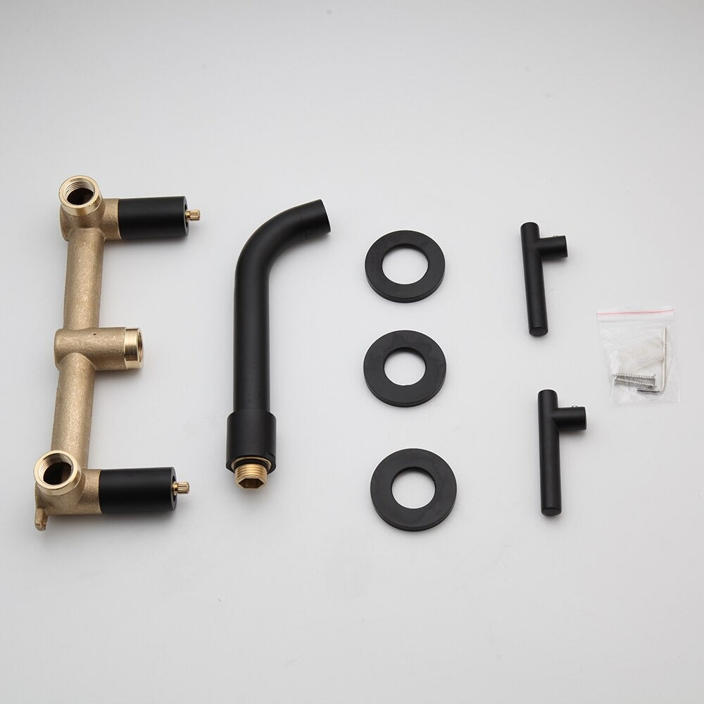 Matte Black Wall Mounted Faucet Spray Mixer Tap