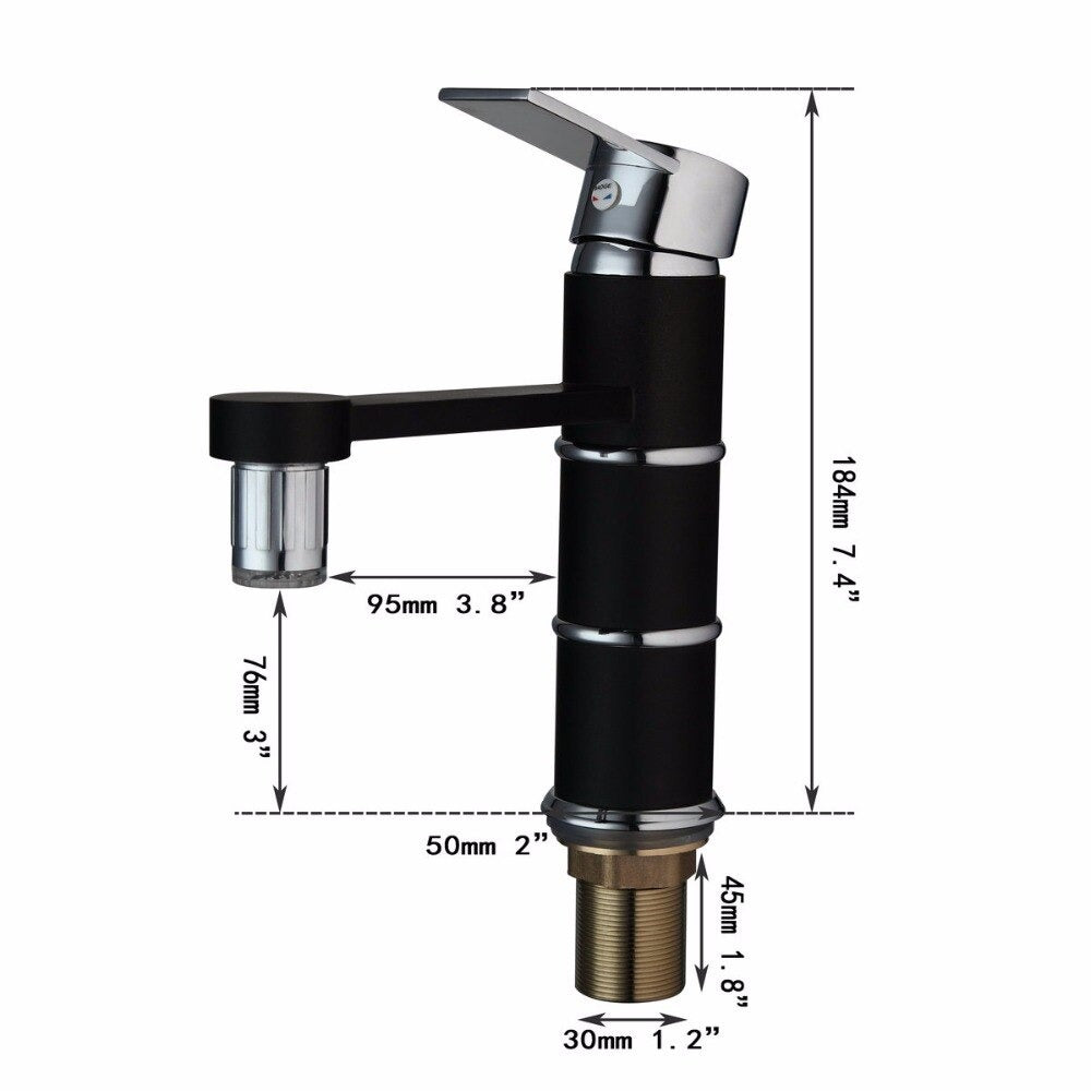 LED Matte Black Bathroom Stream Faucet