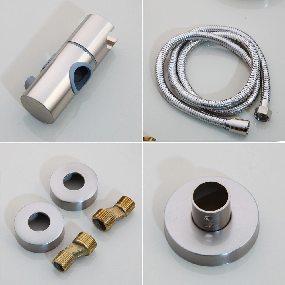 Nickel Brushed Wall Mount 3 Function Shower Faucet Mixer Tap Set