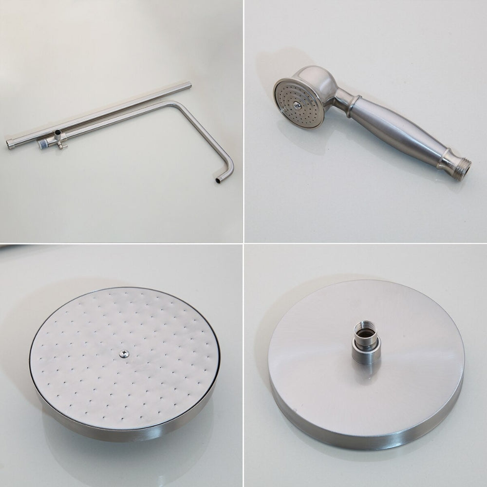 Nickel Brushed Wall Mount 3 Function Shower Faucet Mixer Tap Set