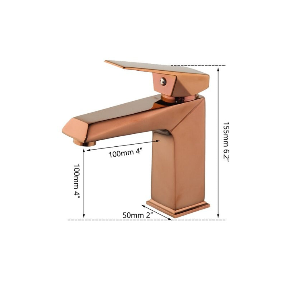 Rose Golden Deck Mounted Modern Style Sink Mixer Tap