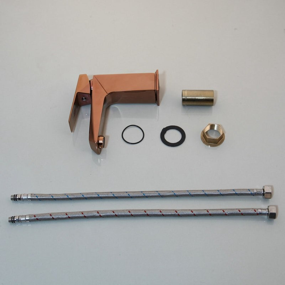 Rose Golden Deck Mounted Modern Style Sink Mixer Tap