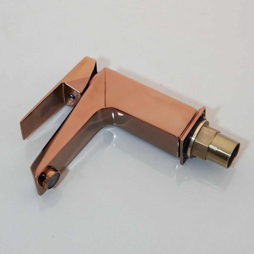 Rose Golden Deck Mounted Modern Style Sink Mixer Tap