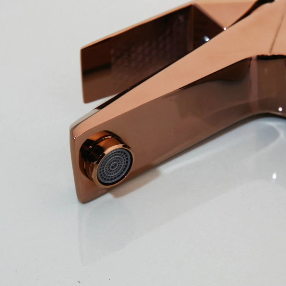 Rose Golden Deck Mounted Modern Style Sink Mixer Tap