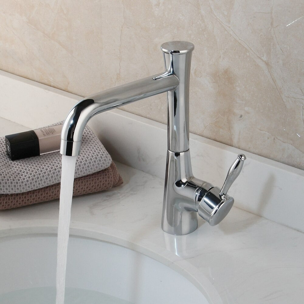 360 Swivel Chrome Polished Deck Mounted Sink Mixer Tap