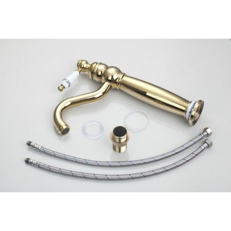 Golden Swivel Deck Mounted Brass Ceramic Faucet