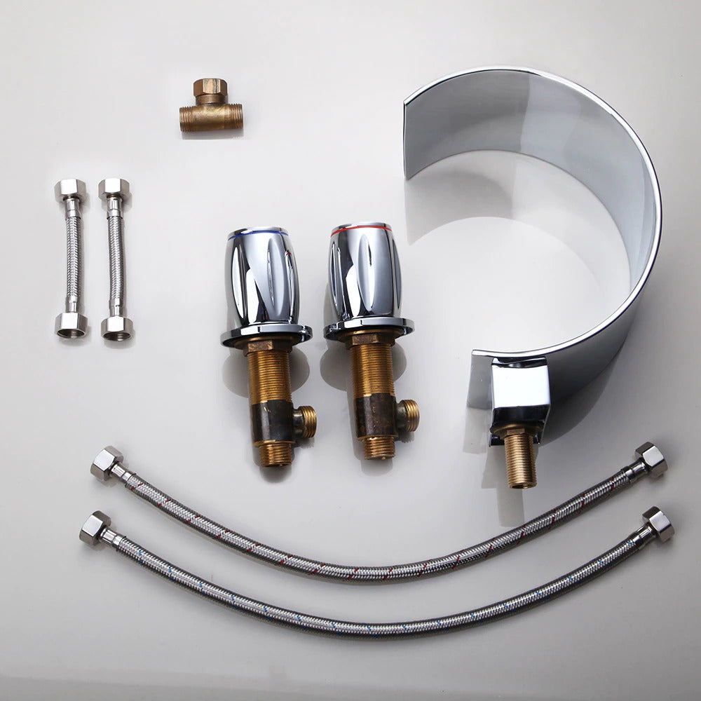 Double Handle Waterfall Deck Mount Mixer Faucet