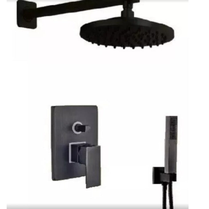 Black Round Wall Mounted Bathroom Rainfall Shower Faucet Sets