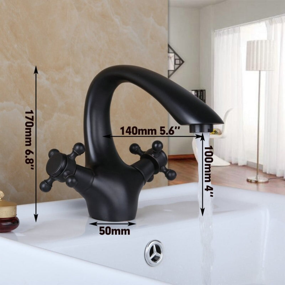 Oil Rubbed Black Doubles Handles Basin Mixer Faucet