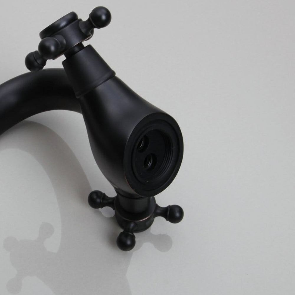 Oil Rubbed Black Doubles Handles Basin Mixer Faucet