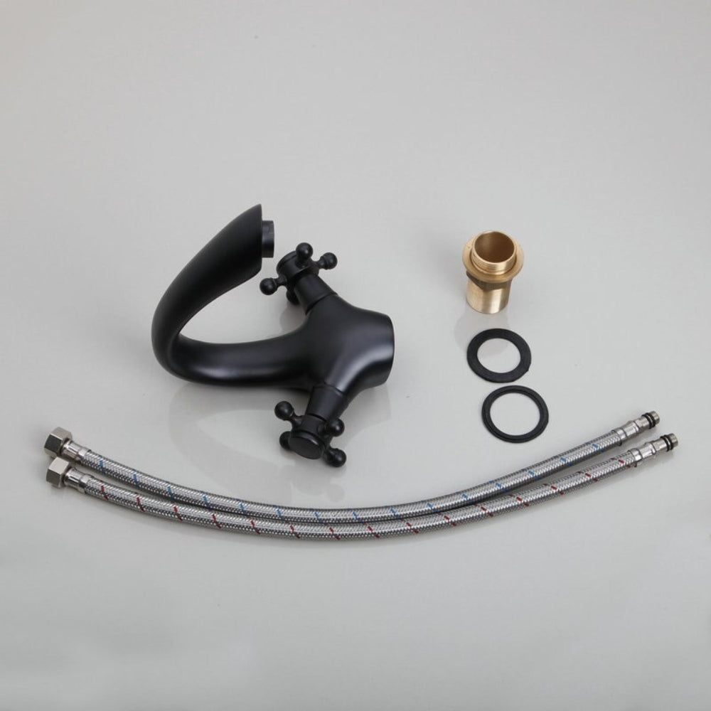 Oil Rubbed Black Doubles Handles Basin Mixer Faucet