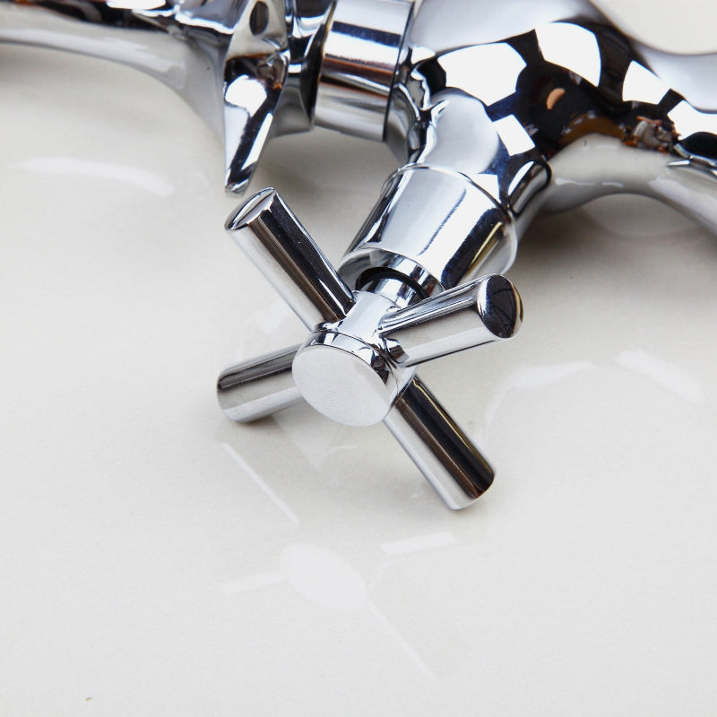 Polished Chrome Two Handles Deck Mounted Swan Faucet
