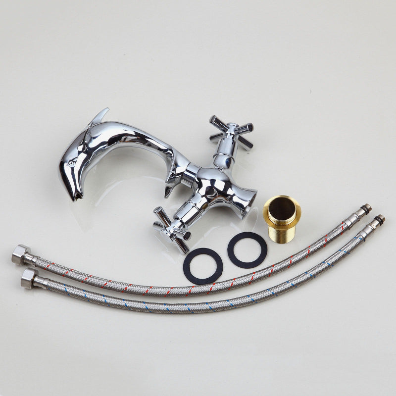 Polished Chrome Two Handles Deck Mounted Swan Faucet