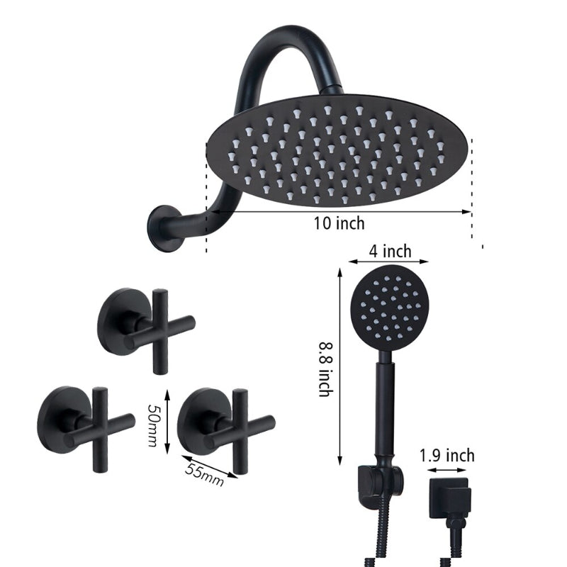 8 Inch Ultra-thin Black Painting Round Wall Mount Shower Set