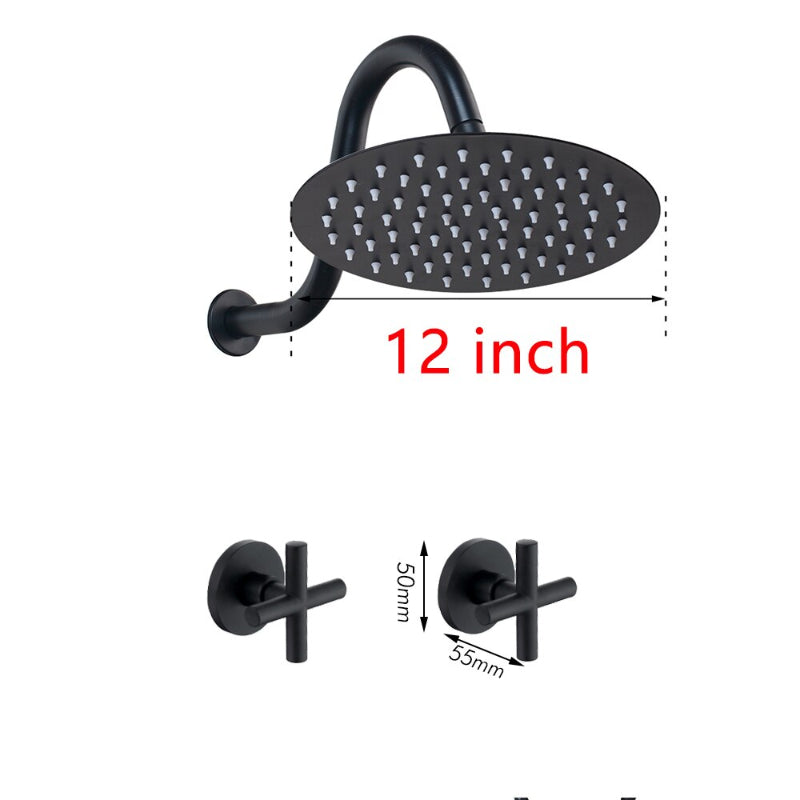 8 Inch Ultra-thin Black Painting Round Wall Mount Shower Set