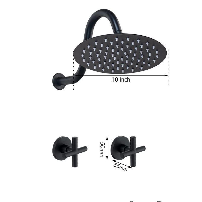 8 Inch Ultra-thin Black Painting Round Wall Mount Shower Set