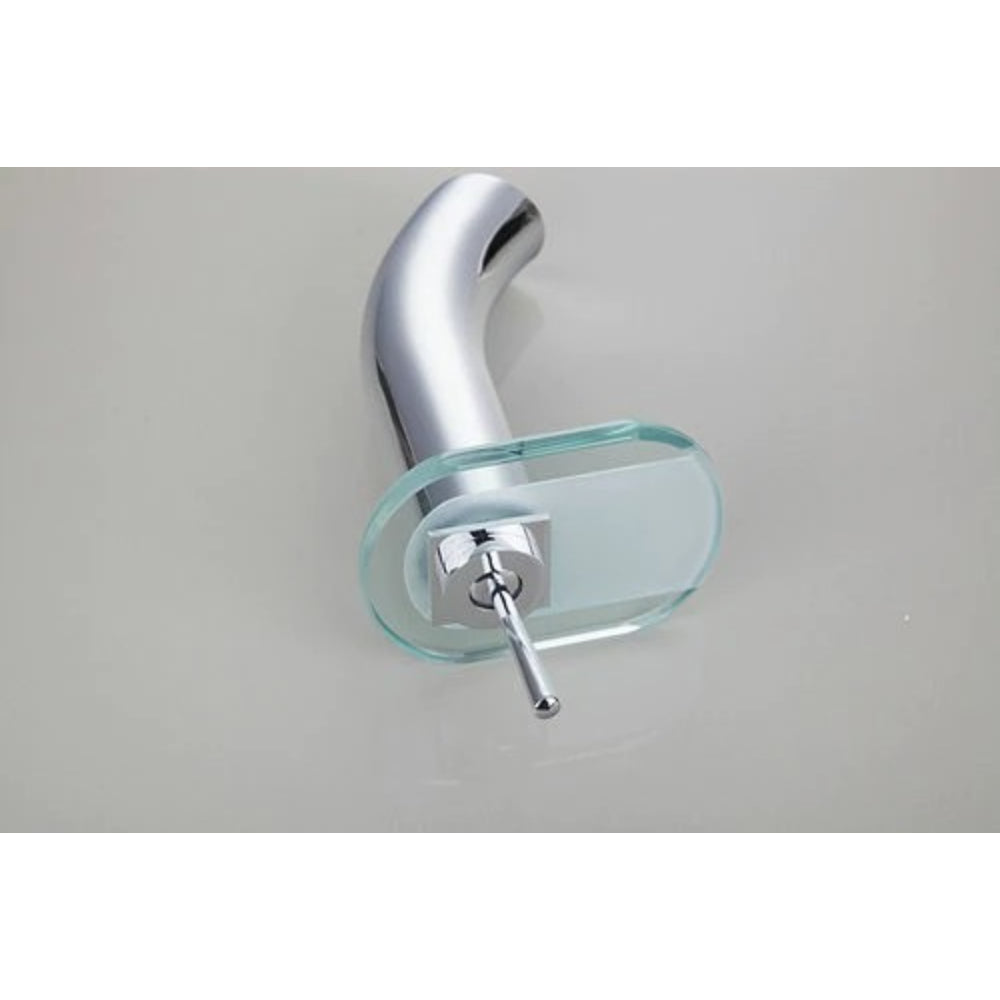 Tall Glass Chrome Waterfall Spout Sink Faucet