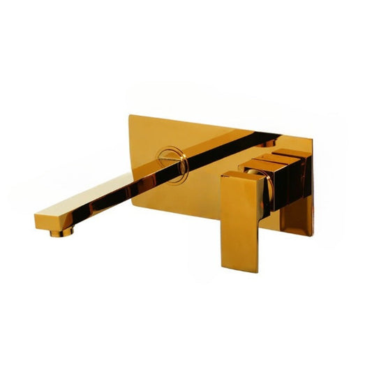 Luxury Golden Polished Wall Mount Tap Bathroom Basin Sink Faucet