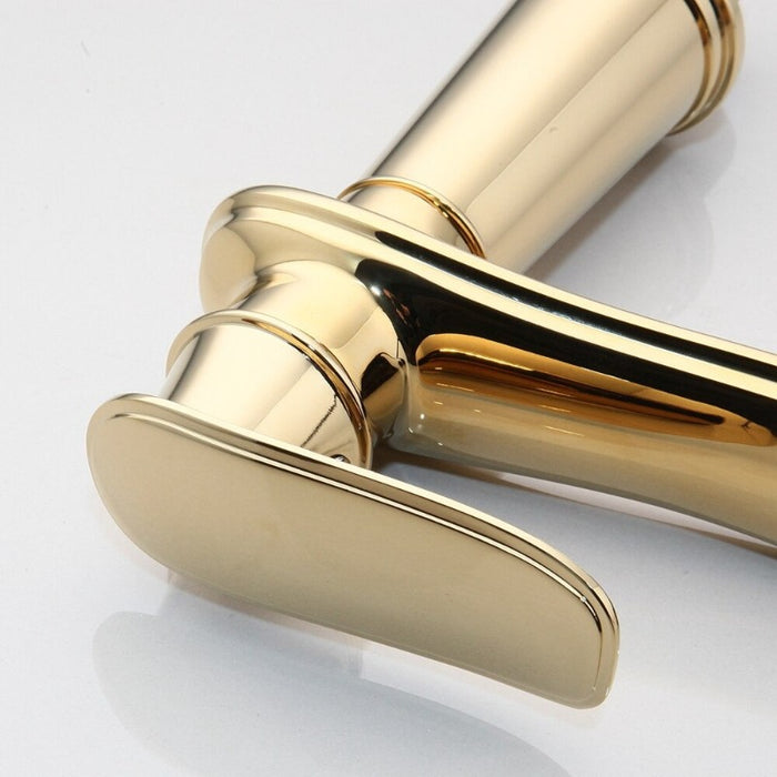 Rose Golden Bathroom Basin Solid Brass Faucet Spout Tap