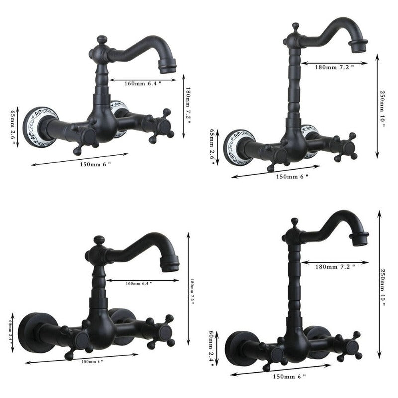 Tall Wall Mounted Black Faucet