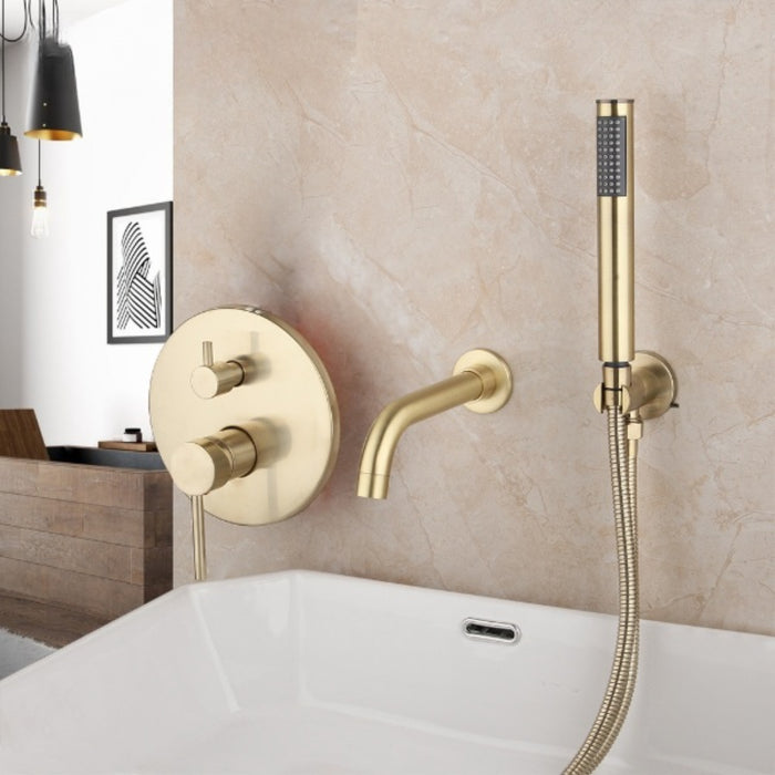 Golden Plated Bathtub Bathroom Faucet Shower Set With Hand Spray