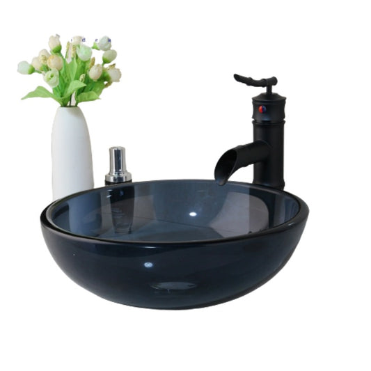 Tempered Bathroom Glass Sink With Faucet
