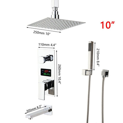 Ceiling Mount Digital Display Rainfall Shower Hand Shower Mixer Faucet Set