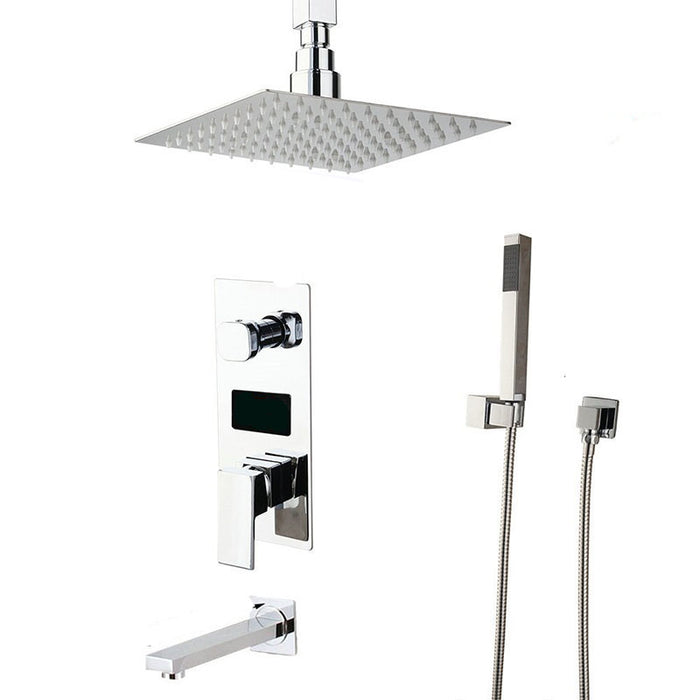 Ceiling Mount Digital Display Rainfall Shower Hand Shower Mixer Faucet Set