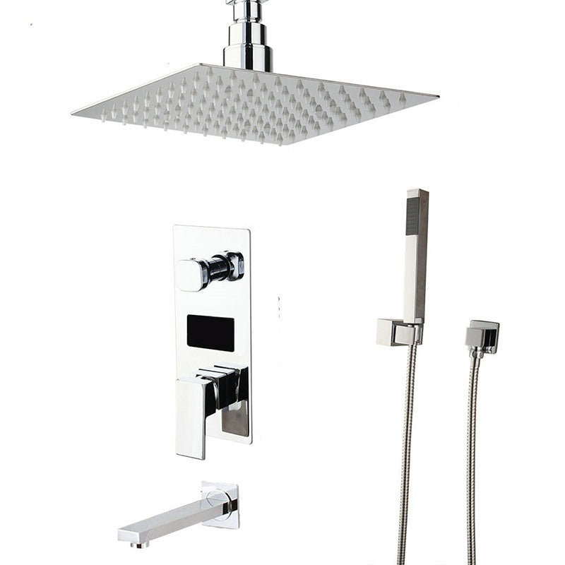 Ceiling Mount Digital Display Rainfall Shower Hand Shower Mixer Faucet Set