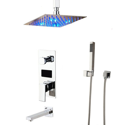 Ceiling Mount Digital Display Rainfall Shower Hand Shower Mixer Faucet Set