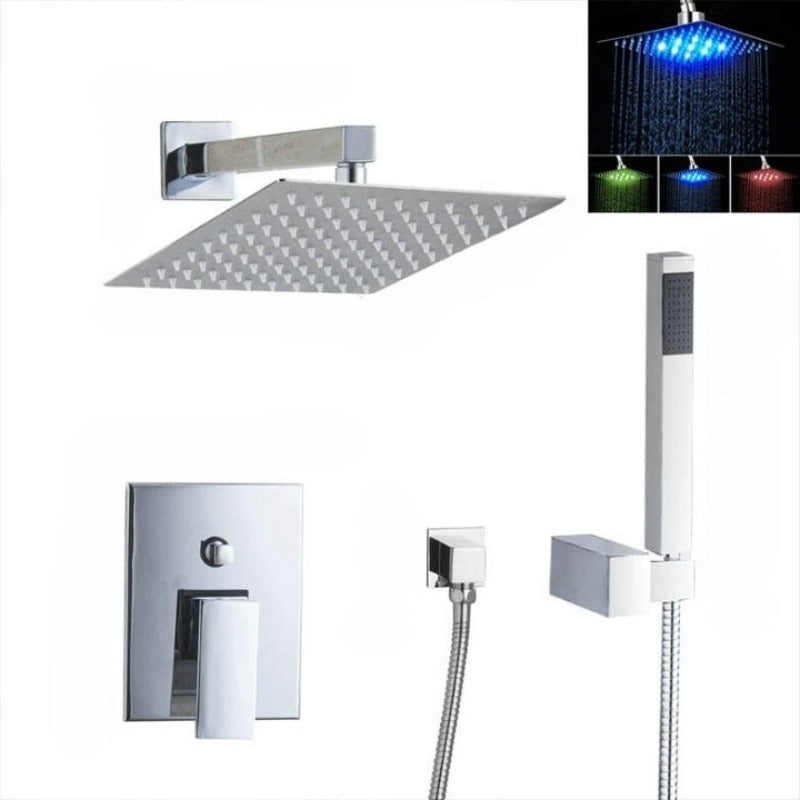 Bathroom Wall Mounted LED Shower Mixer Faucet Set