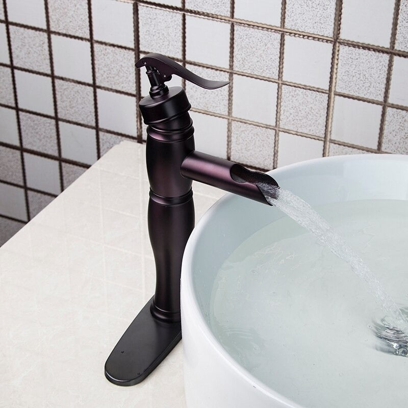 Black Painting Waterfall Bathroom Faucet Mixer Tap