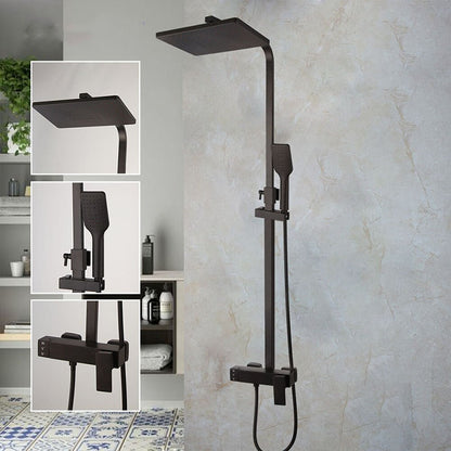 Wall Mounted Matte Black Rainfall Shower Set