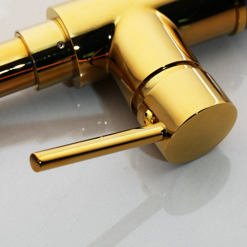 Golden Plated Swivel Contemporary Kitchen Faucet