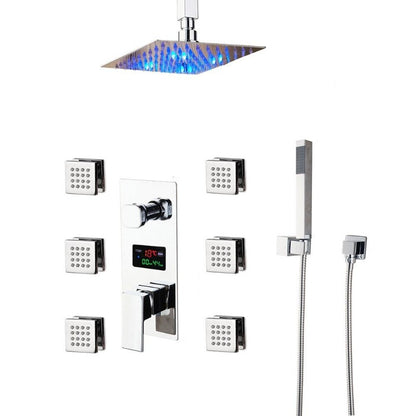 LED Bathroom Shower Set Faucet Square Chrome