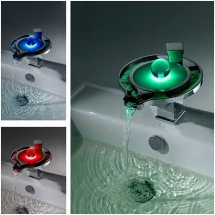 Solid Brass Chrome LED Basin Water Mixer Tap