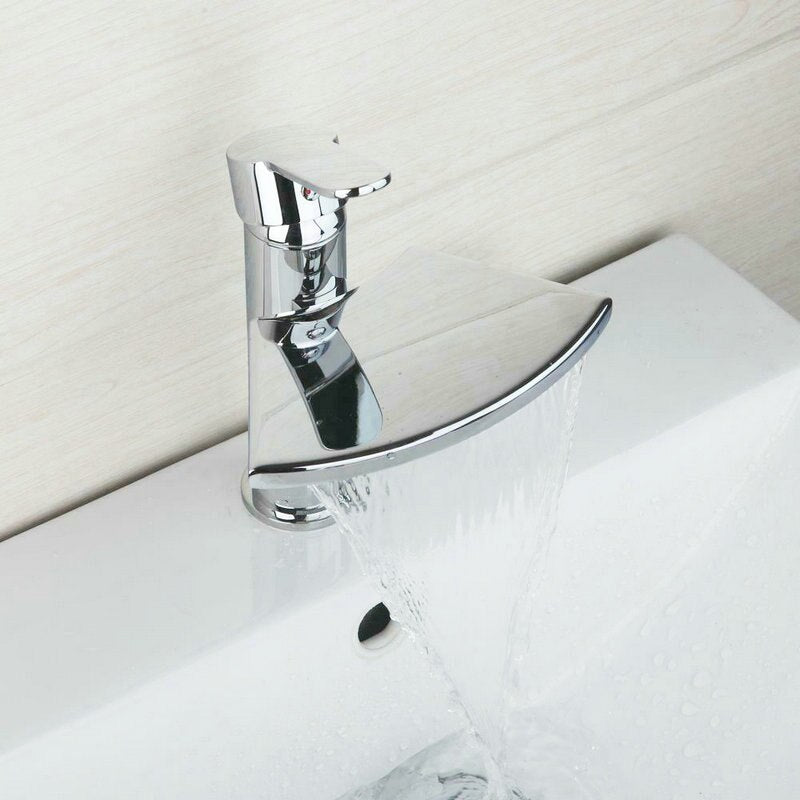 Chrome Waterfall Spout Bathroom Basin Faucet