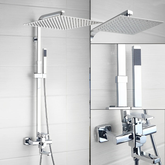 Chrome Brass Bathroom Head Wall Mounted Shower Set