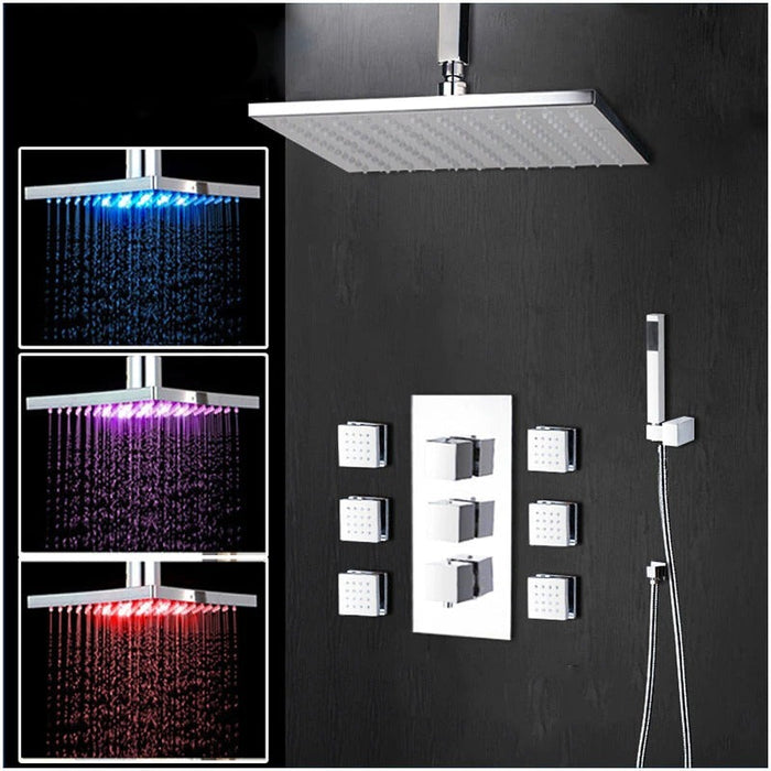 Chrome Bathroom Shower 20 Inch LED Chrome Shower Faucet Set