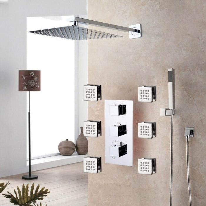 Wall Mounted Bathroom Shower Faucet Thermostatic Valve Mixer Tap
