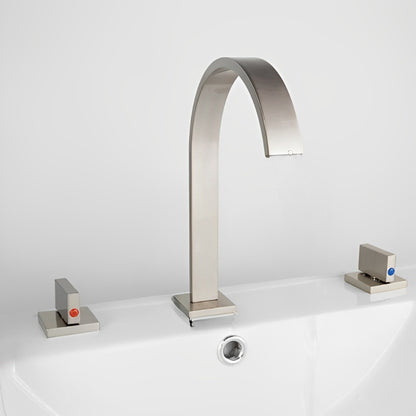 Dual-Handle Solid Brass Flat Widespread Mixer Basin Faucet