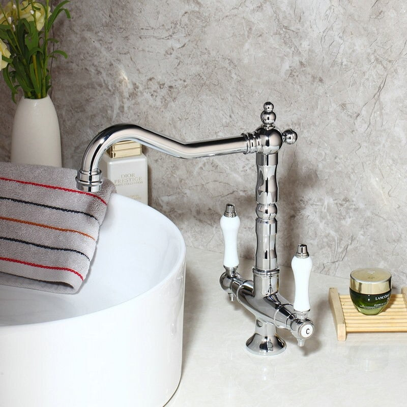 Deck Mounted Swivel Wash Basin Mixer Water Taps