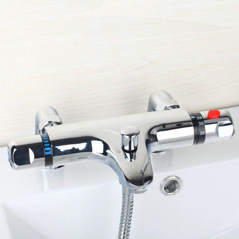 Wall Mounted Thermostatic Basin Mixer Taps Faucet Set