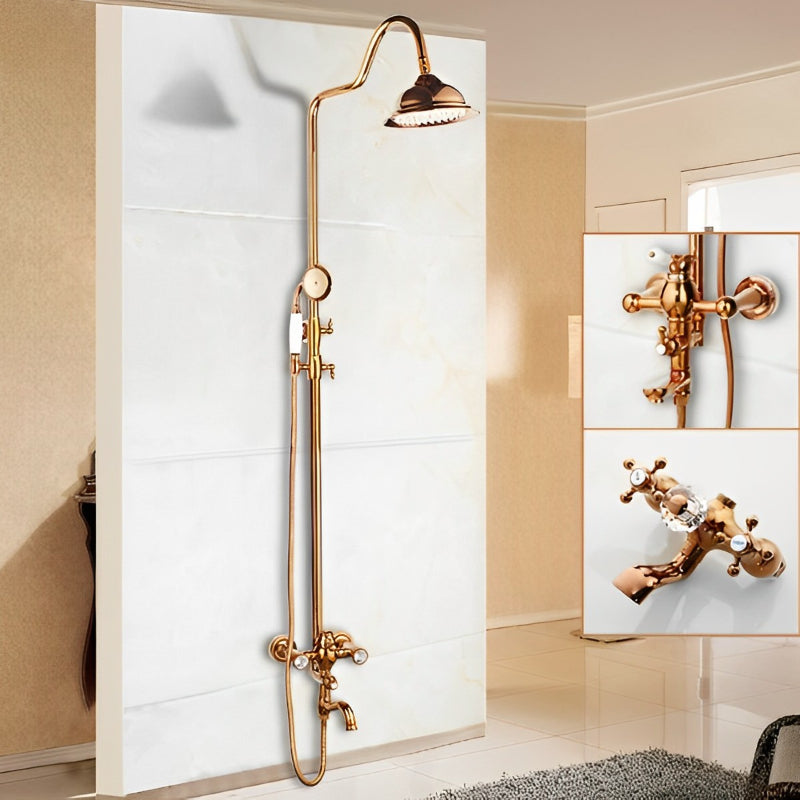 Gold Polish Solid Brass Bathroom Bathtub Shower Set