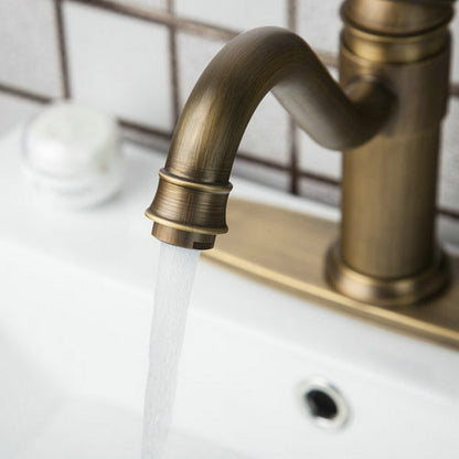 Antique Brass Bathroom Basin Swivel Faucet