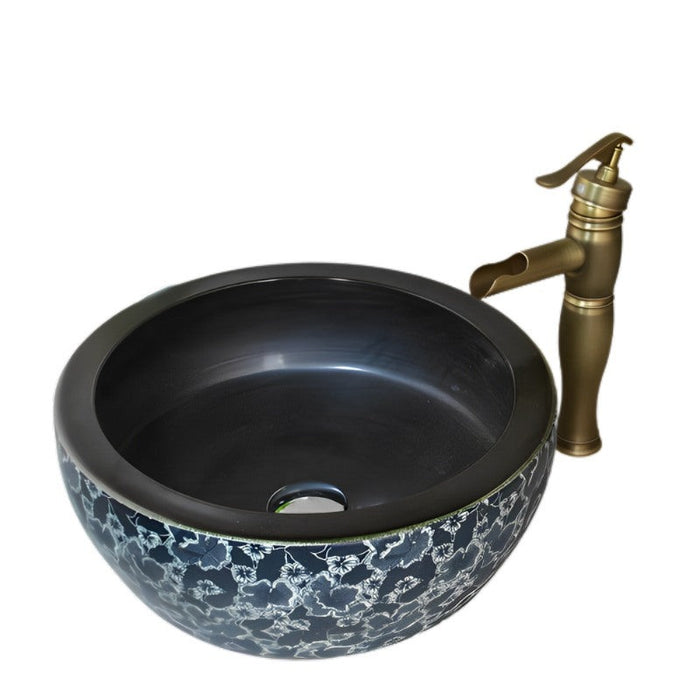 Round Ceramic Basin Sink Faucet Set