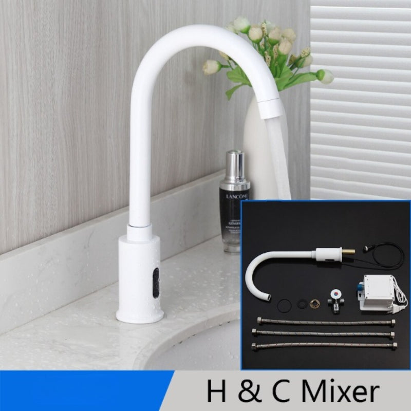 White Automatic Touch Sensor Faucet Tap
