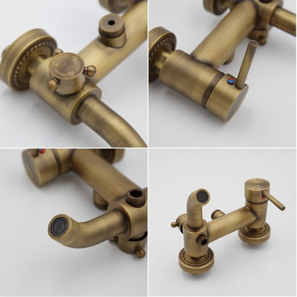 8 Inch Antique Brass Rainfall Bathroom Faucet Mixer Shower Set